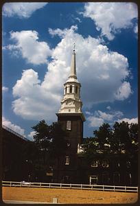 View of Christ Church, Philadelphia, Pennsylvania, with tower at center