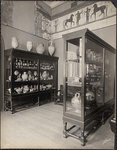 Display cases in Classical art gallery, Museum of Fine Arts, Boston