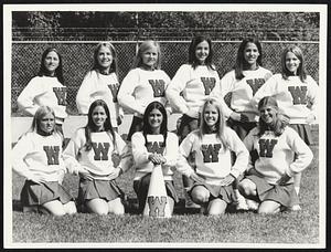 Wellesley High LtR Joyce Mathews, Gail Gentes, Capt. Cheryl Bourguignon, Pam Goodwin. Rear Cathy Epifano, Missy Craig, Barbara Jordan, Jenney Harvey, Nancy Catinelli, Dawn Larsen.