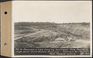 Contract No. 80, High Level Distribution Reservoir, Weston, photo no. 2 of panoramic view looking southwest from point "A", high level distribution reservoir, Weston, Mass., Oct. 24, 1939