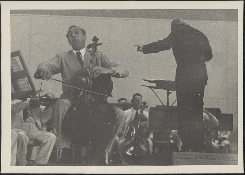 Gregor Piatigorsky playing cello, Serge Koussevitzky conducting, Tanglewood