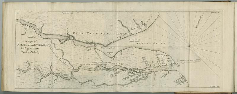 A draught of Nelson & Hayes's Rivers latd. 57°. 10'. north, var. 16°. 45'. westerly