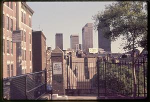 Boston skyline from Hull St. & Snow Hill Street Boston North End