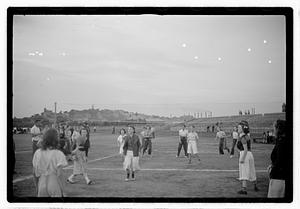 Women playing volleyball