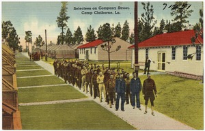 Selectees on Company Street, Camp Claiborne, La.