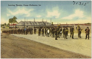 Leaving theatre, Camp Claiborne, La.