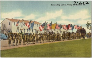 Presenting colors, Camp Livingston, La.