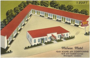 Melrose Motel, year round air conditioning, grill and cocktail lounge, Shreveport, Louisiana
