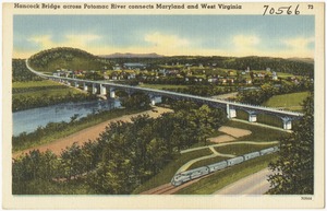Hancock Bridge across Potomac River connects Maryland and West Virginia