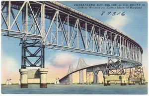 Chesapeake Bay Bridge on U. S. Route 50 linking western and eastern shores of Maryland