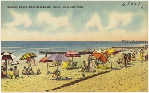 Bathing Beach, from boardwalk, Ocean City, Maryland