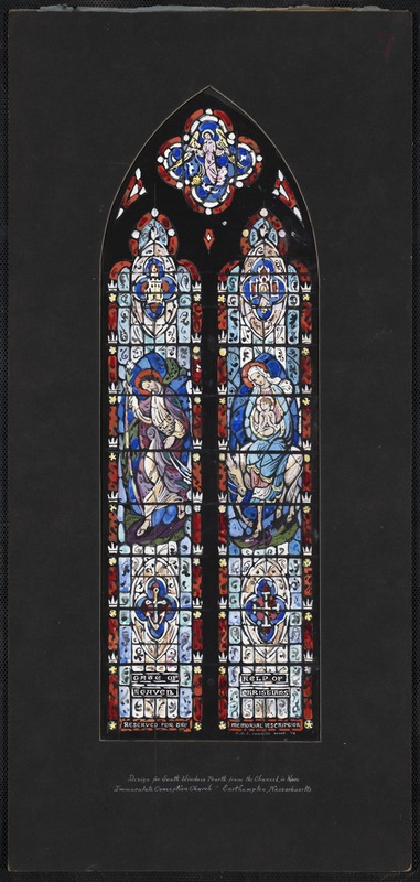 Design for south window fourth from chancel in nave, Immaculate Conception Church, Easthampton, Massachusetts