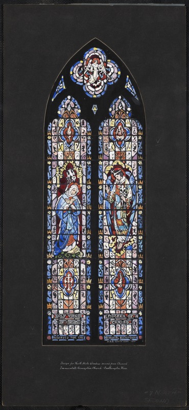 Design for north aisle window second from chancel, Immaculate Conception Church, Easthampton, Mass.