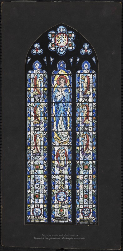 Design for middle aisle window on south, Immaculate Conception Church, Easthmapton, Massachusetts