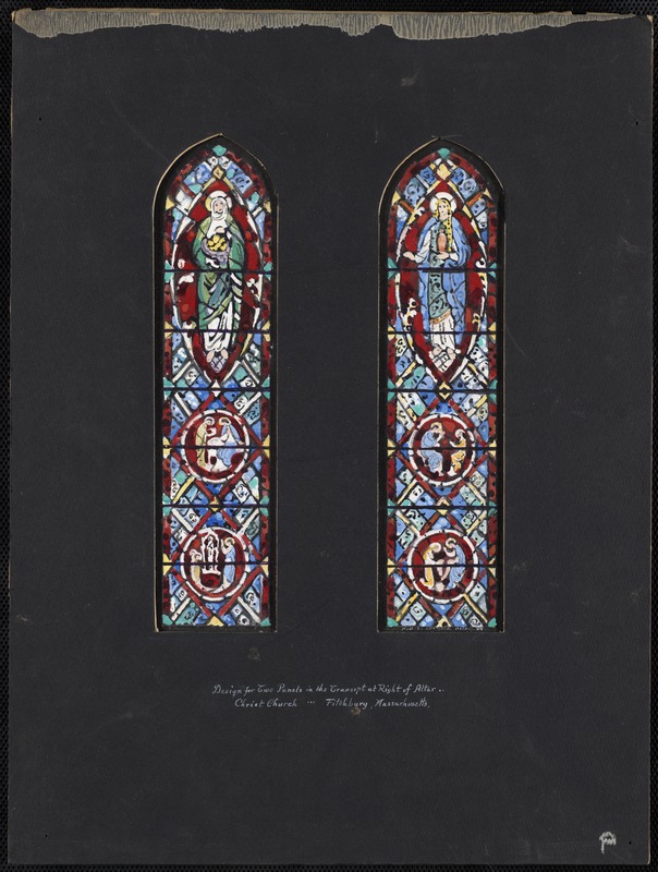 Design for two panels in the transept at right of altar, Christ Church, Fitchburg, Massachusetts