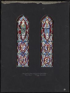 Design for two panels in the transept at right of altar, Christ Church, Fitchburg, Massachusetts