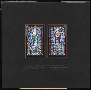 Saint Peter, Saint Andrew, design for south clerestory window nearest the entrance, Grace Congregational Church, Framingham, Massachusetts