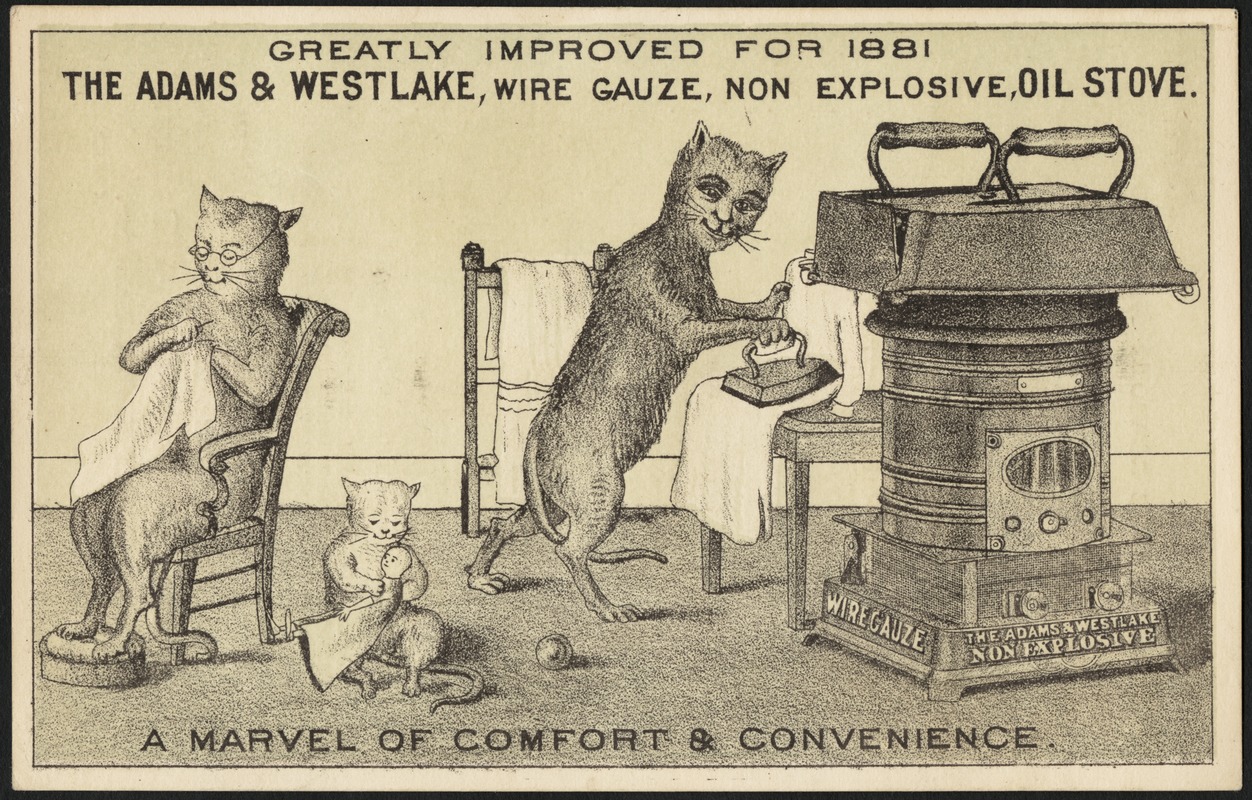 Greatly improved for 1881. The Adams & Westlake wire gauze, non-explosive oil stove. A marvel of comfort & convenience.