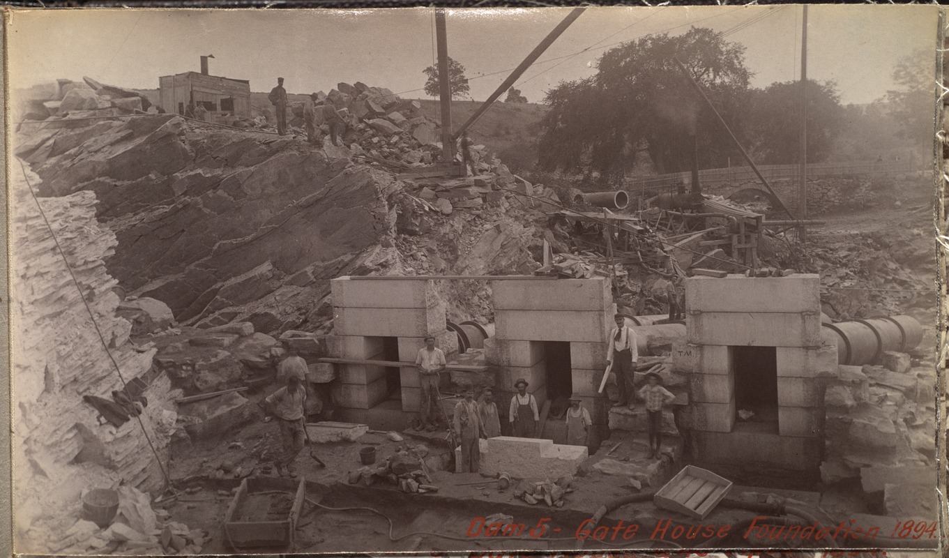 Sudbury Department, Sudbury Dam, gatehouse foundation, Southborough