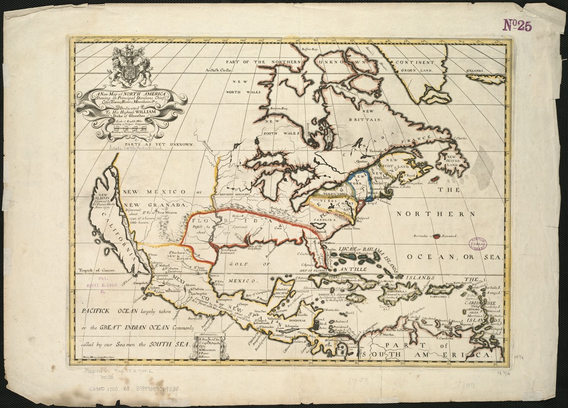 A new map of North America shewing its principal divisions, chief cities, townes, rivers, mountains &c