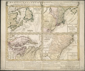 Domina Anglorum in America Septentrionali specialibus mappis Londini primum a Mollio edita, nunc recusa ab Homannianis Hered