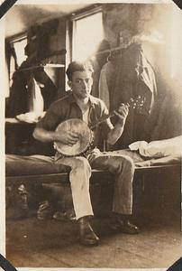 "Buck" playing the banjo, Marine base Quantico, VA