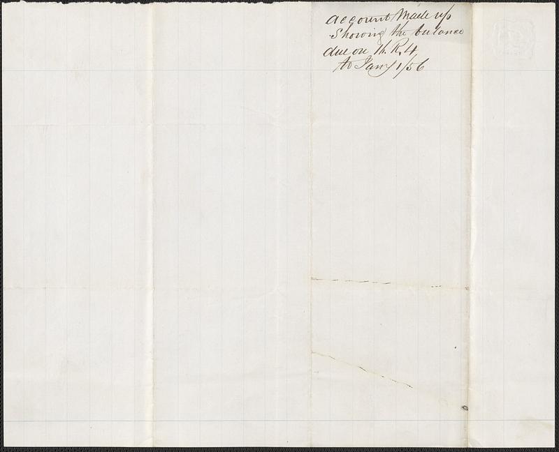 "Account made up showing the balance due on 11 R.4," 1 January 1856