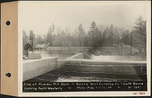 Dike at Powder Mill dam, Barre Wool Combing Co. Ltd., looking southwesterly, South Barre, Mass., Apr. 26, 1934