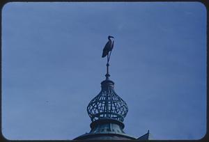Stork statue, steeple, Harvard College