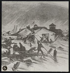 An artists view of Cario, Ill during the flood of 1858. It was published in Harpers weekly of Jun 20/1858