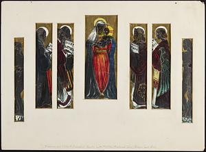 Madonna and child; 4 Evangelists Saints Luke, Matthew, Mark, and John; Adam and Eve