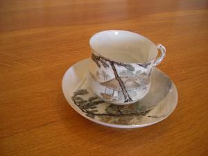 Decorated cup and saucer