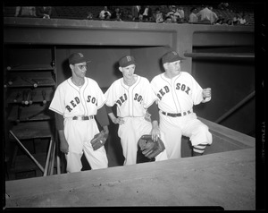 Red Sox manager Joe McCarthy with pitchers Mickey McDermott and Walt Masterson