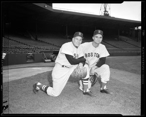 Red Sox players pose at Braves Field