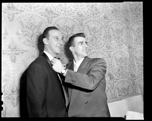 Warren Spahn and Johnny Pesky at event