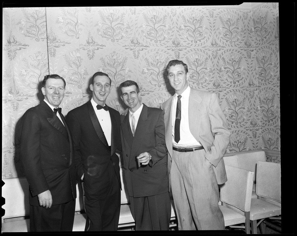 Johnny Pesky and Warren Spahn with others at event