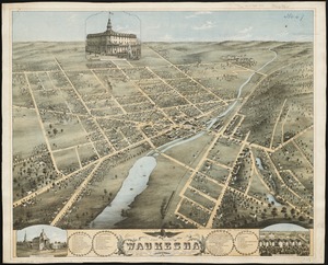Bird's eye view of Waukesha, Waukesha County, Wisconsin 1874