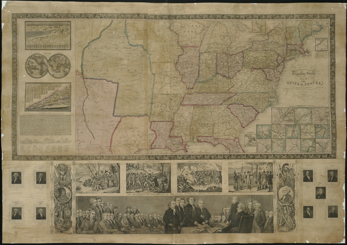 Phelps & Ensign's travellers' guide, and map of the United States, containing the roads, distances, steam boat and canal routes &c