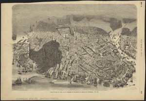 General unsicht von Boston and der Bogelschau mit Bezeichnung des abgebrannten Stadttheiles