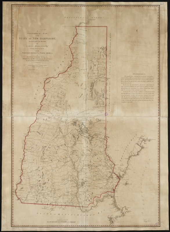 A topographical map of the state of New Hampshire