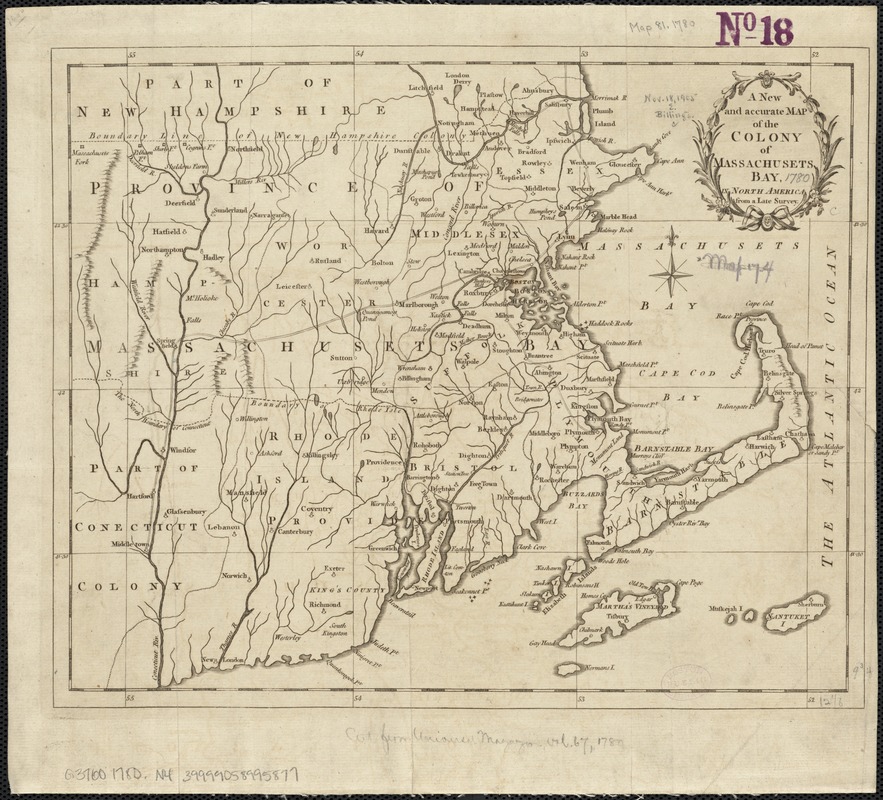 A new and accurate map of the colony of Massachusets Bay, in North America, from a late survey