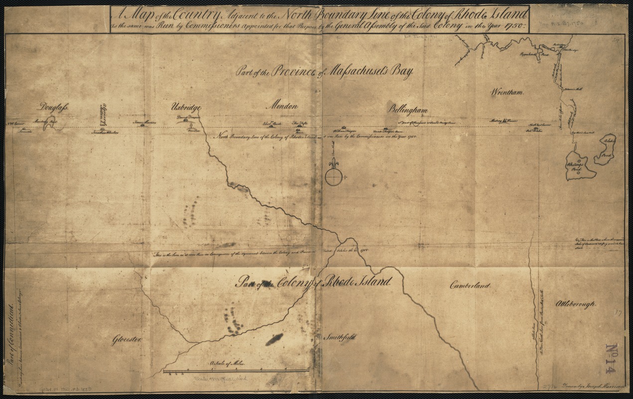 A map of the country adjacent to the north boundary line of the colony of Rhode Island as the same was run by commissioners appointed for that purpose by the general assembly of the said colony in the year 1750
