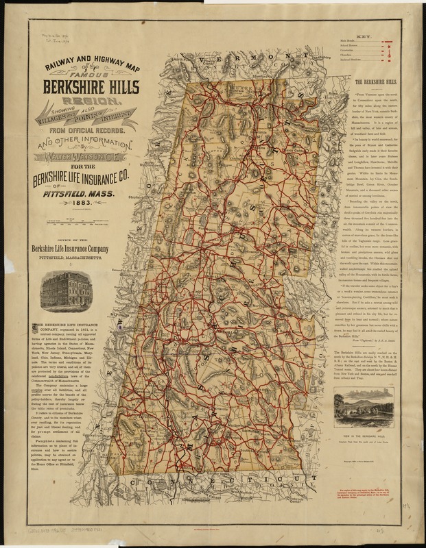 Railway and highway map of the famous Berkshire Hills region, showing also villages and points of interest