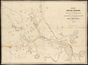 Map of the water region of the county of Middlesex exhibiting the mode of supplying Boston & Charlestown with soft water from Spot and Mystic Ponds