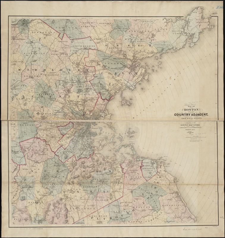 Map of Boston and the country adjacent from actual surveys