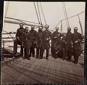 Admiral Dahlgren and Staff on deck of U.S.S. Pawnee Charleston Harbor