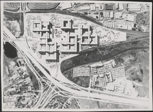 This is a conceptual aerial view of the proposed Alewife Brook Park development for the northwest section of Cambridge