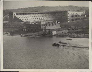Newell boat house and Harvard stadium, 1928