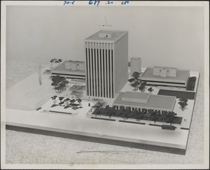 Model shows first phase of planned building construction at NASA's Electronics Research Center, Kendall Square, Cambridge