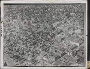 It if were Cambridge where the new atomic bomb was dropped, the area shown in this air view -- roughly centering around the Central Square district -- would have been wiped out completely, together with a broad belt of surrounding territory